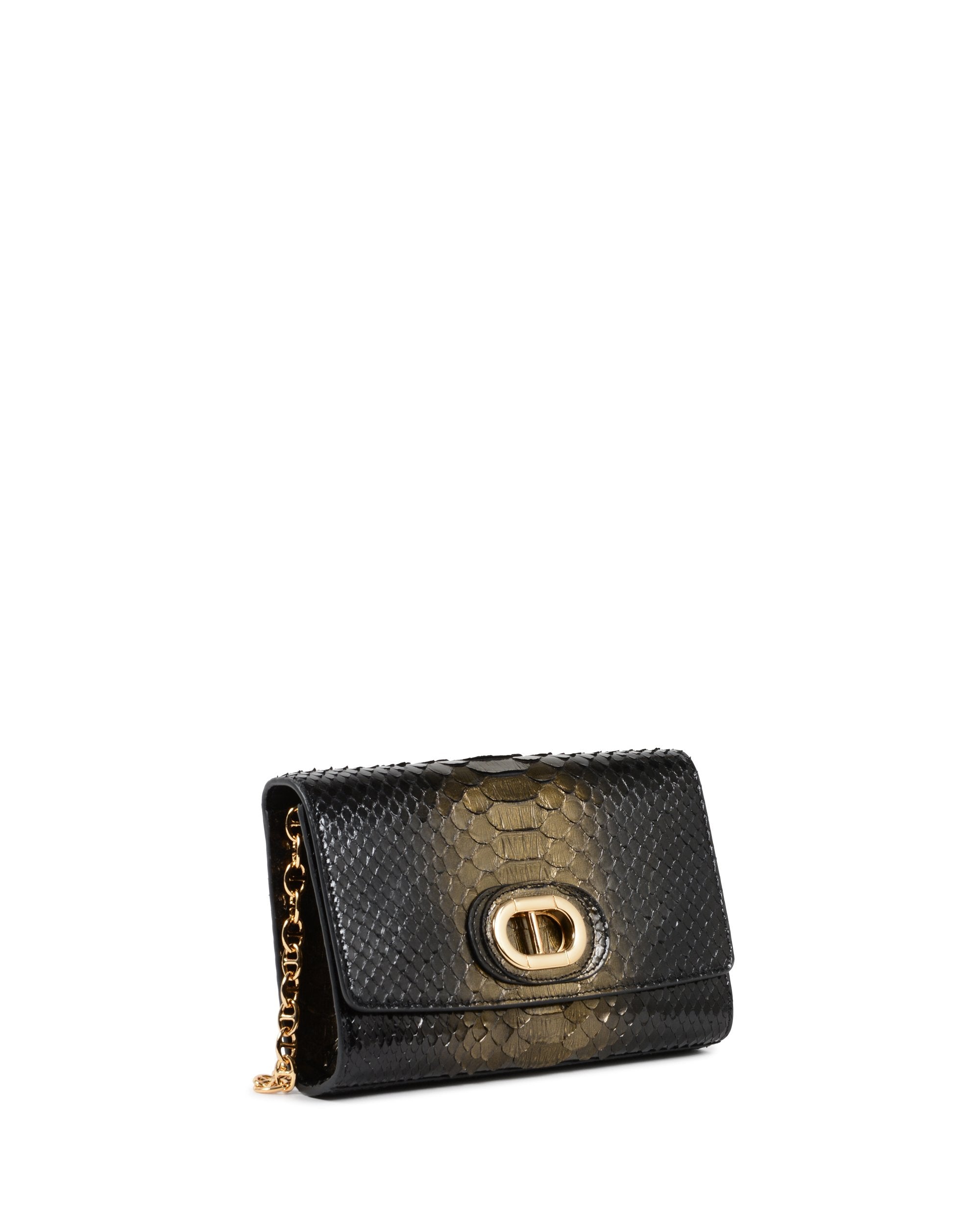 PB03 CLUTCH SMALL PITONE BLACK GOLD